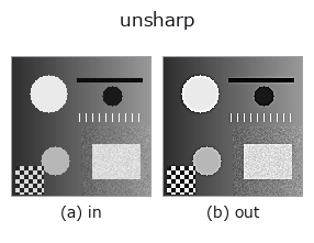 unsharp: input → output